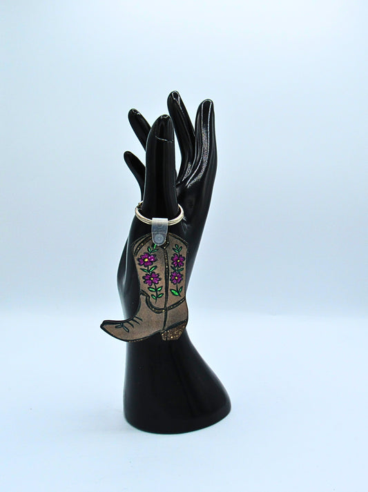 MDF- Cowboy Boot Shaped Sublimated Keychain
