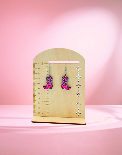MDF-Cowboy Boot Shaped Sublimated Earrings 1 inch