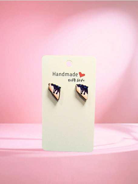 MDF-Pie Slice Shaped Sublimated Stud Earrings