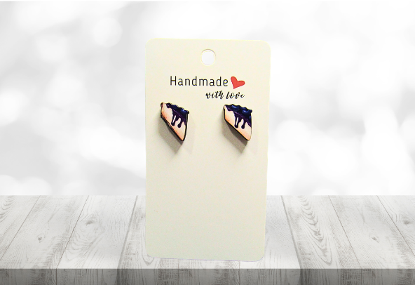 MDF-Pie Slice Shaped Sublimated Stud Earrings