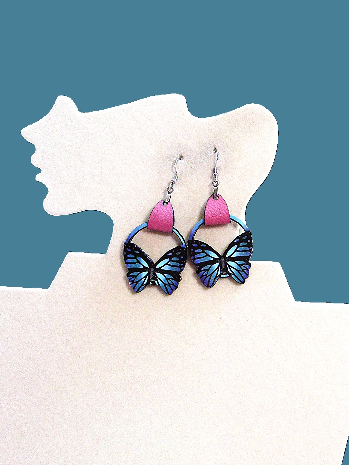 Round Butterfly Shaped Sublimated Earring