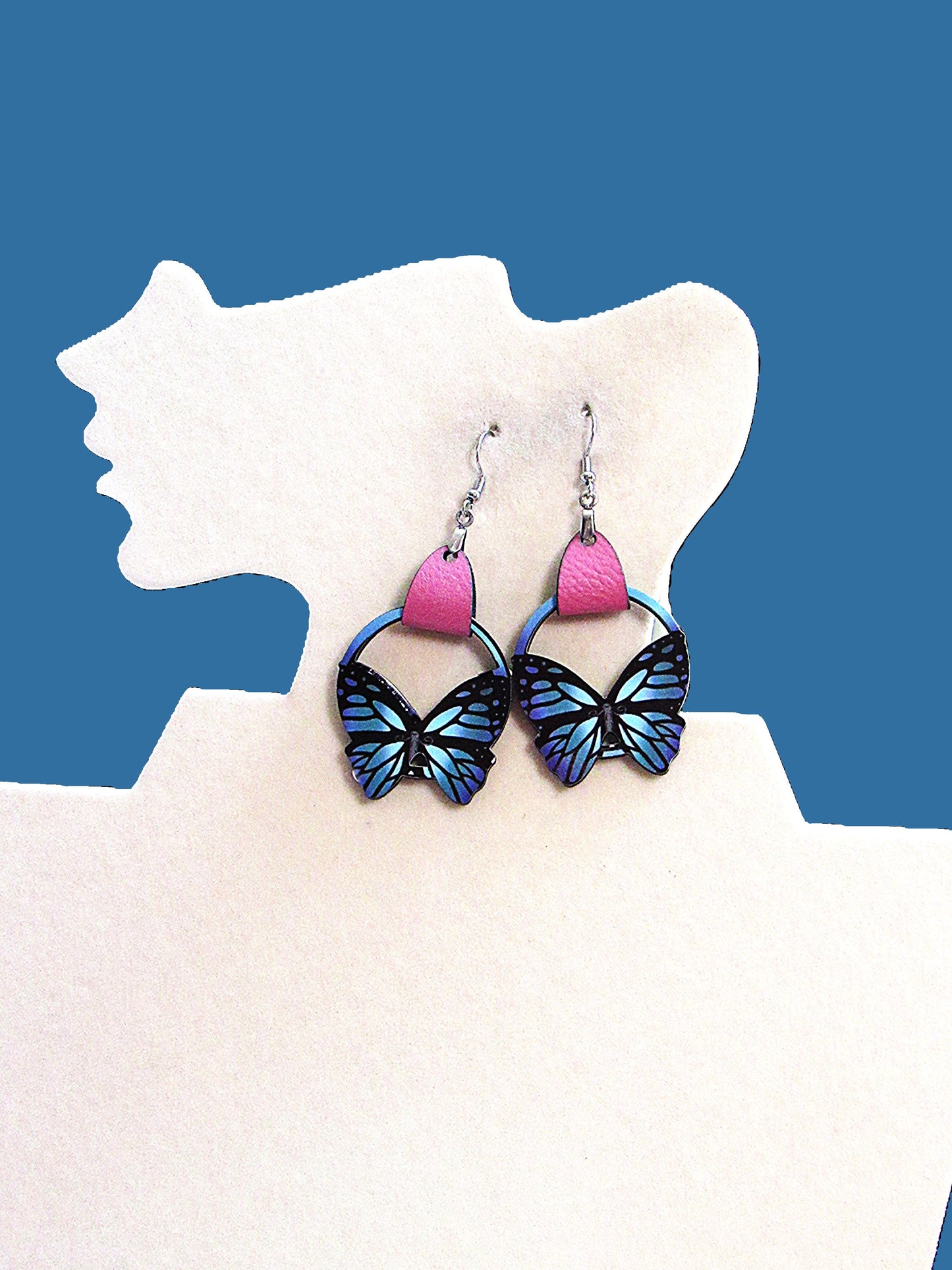 Round Butterfly Shaped Sublimated Earring