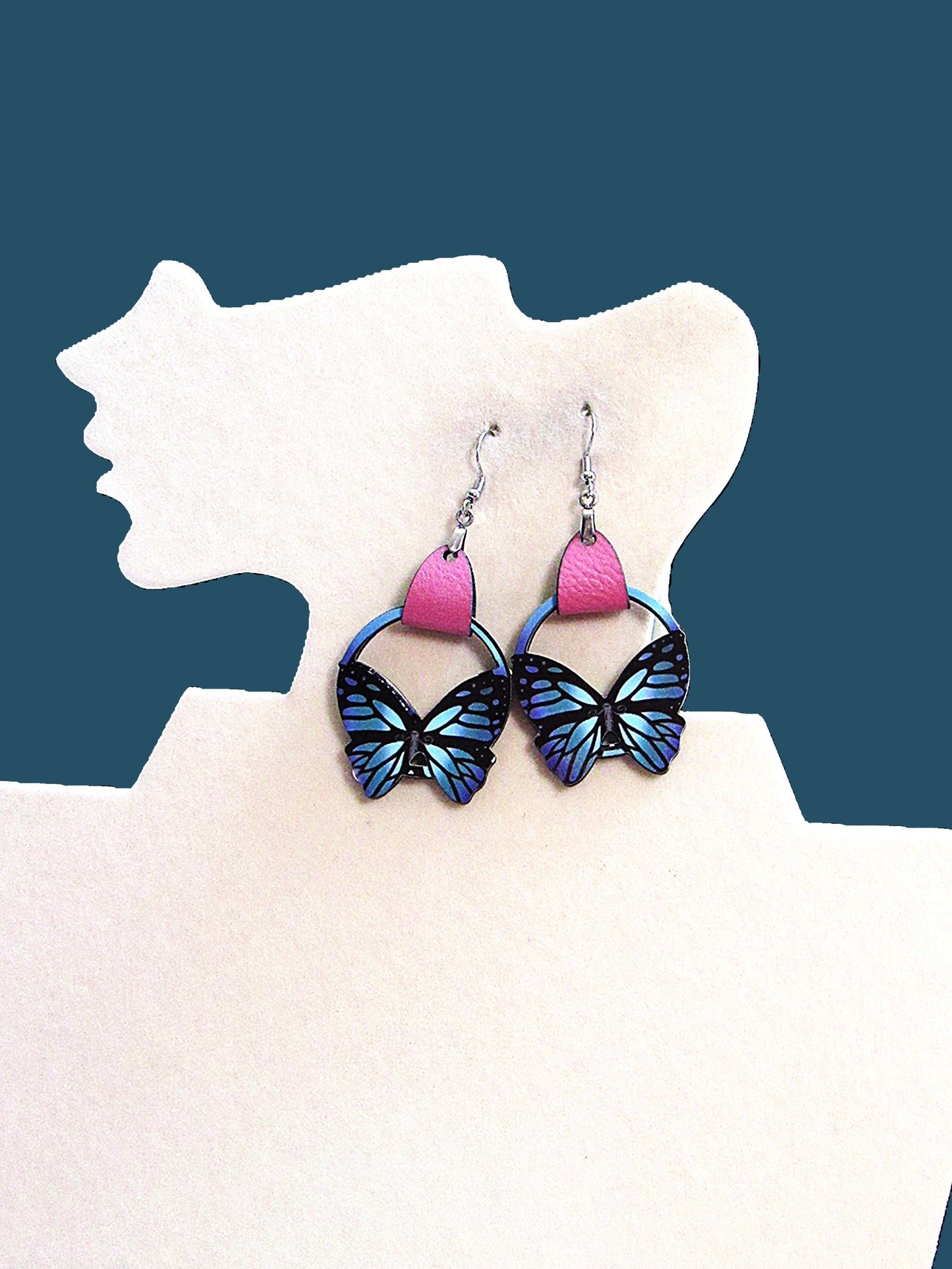 Round Butterfly Shaped Sublimated Earring