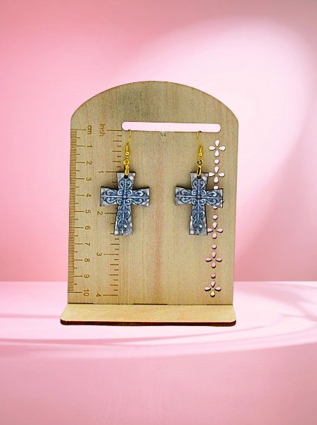 MDF-Cross Shaped Sublimated Earrings 1.5 inches