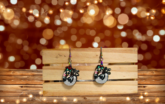 MDF-Chicken Shaped Sublimated Earrings 1 inch