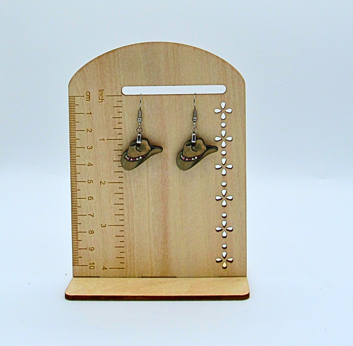 MDF-Cowboy Hat Shaped Sublimated Earrings 1 inch