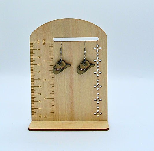 MDF-Cowboy Hat Shaped Sublimated Earrings 1 inch