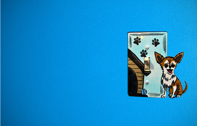 MDF- Chihuahua Shaped Sublimated  Light Switch Plate Cover