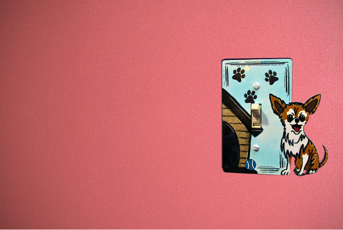 MDF- Chihuahua Shaped Sublimated  Light Switch Plate Cover
