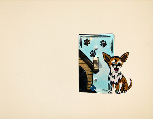 MDF- Chihuahua Shaped Sublimated  Light Switch Plate Cover