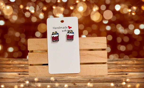 Dog Chimney Shaped Sublimated Stud Earrings