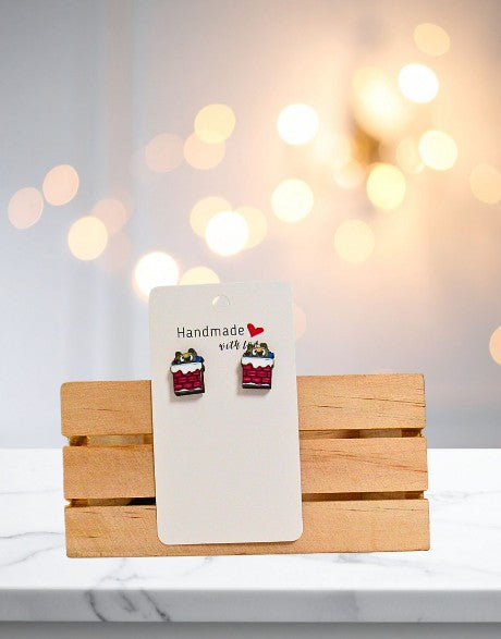 Dog Chimney Shaped Sublimated Stud Earrings