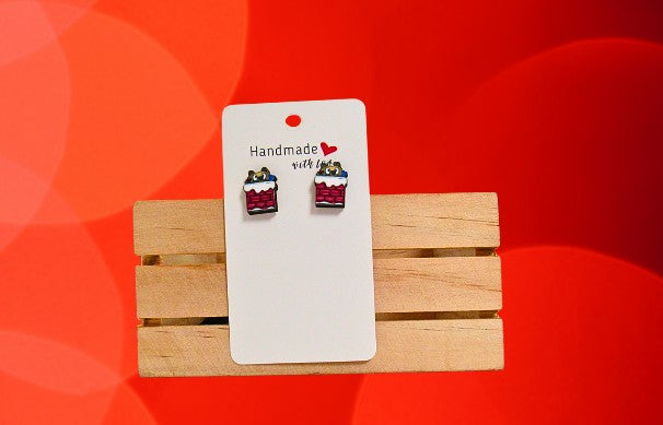 Dog Chimney Shaped Sublimated Stud Earrings