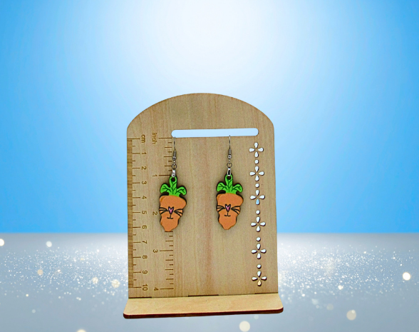 MDF- Wavy Carrot Shaped Sublimated Earrings 1.5 inch