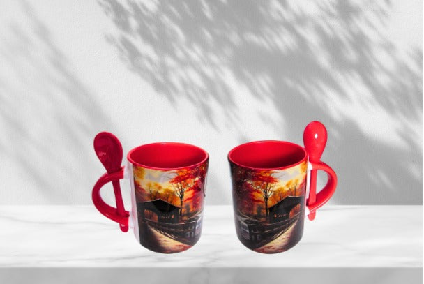 11 oz. Colored Sublimated Mug with Spoon