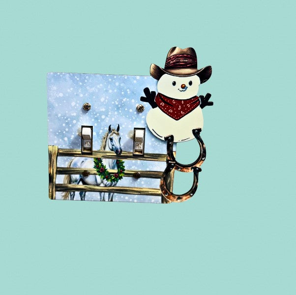 Cowboy Snowman Shaped Sublimated Double Light Switch Plate
