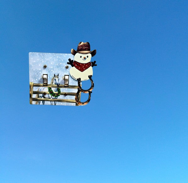 Cowboy Snowman Shaped Sublimated Double Light Switch Plate