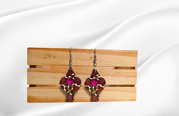 MDF-Heart Arrow Shaped Sublimated Earrings 1.5 inch
