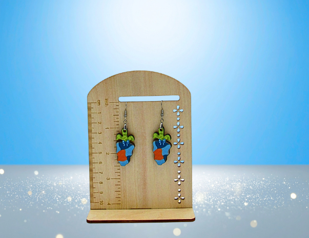MDF- Wavy Carrot Shaped Sublimated Earrings 1.5 inch