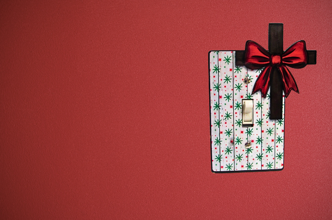 Cross with Bow Shaped Sublimated Light Switch Cover