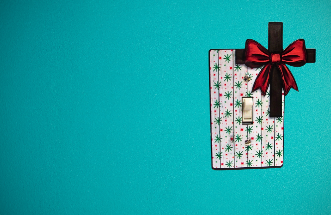 Cross with Bow Shaped Sublimated Light Switch Cover