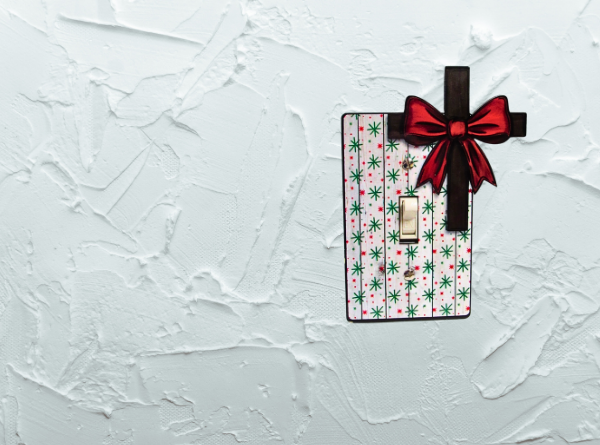 Cross with Bow Shaped Sublimated Light Switch Cover