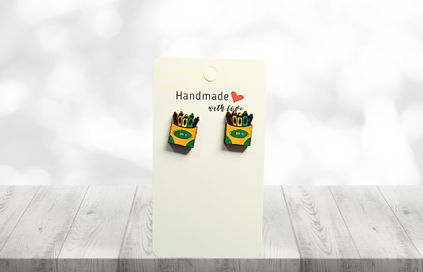 MDF-Crayon Box Shaped Sublimated Earring Studs
