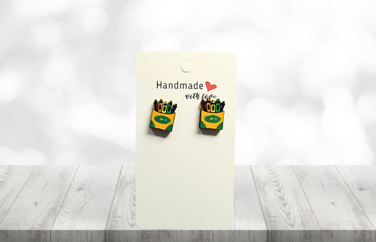 MDF-Crayon Box Shaped Sublimated Earring Studs