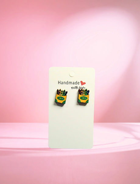 MDF-Crayon Box Shaped Sublimated Earring Studs