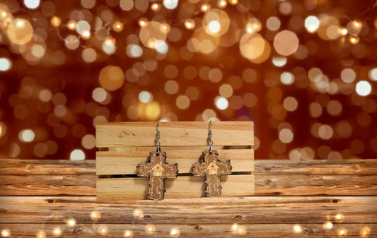 Cross with Lights Shaped Sublimated Earrings