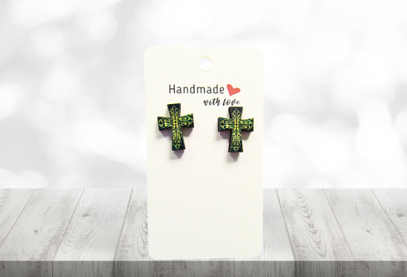 MDF-Cross Shaped Sublimated Stud Earrings