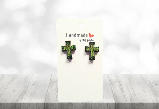 MDF-Cross Shaped Sublimated Stud Earrings
