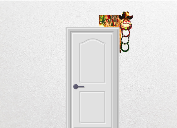 Cowboy Santa Shaped Sublimated Corner Sitter