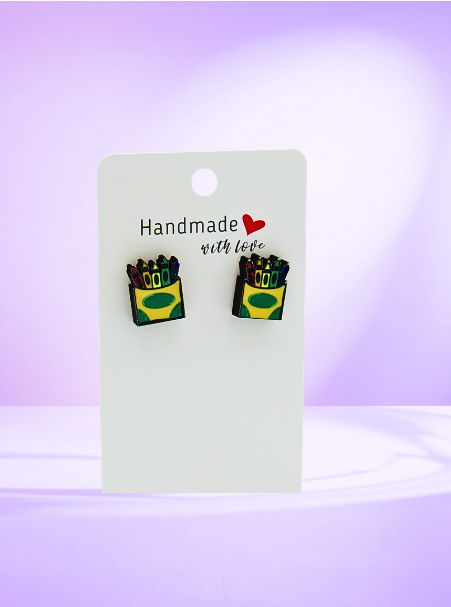MDF-Crayon Box Shaped Sublimated Earring Studs