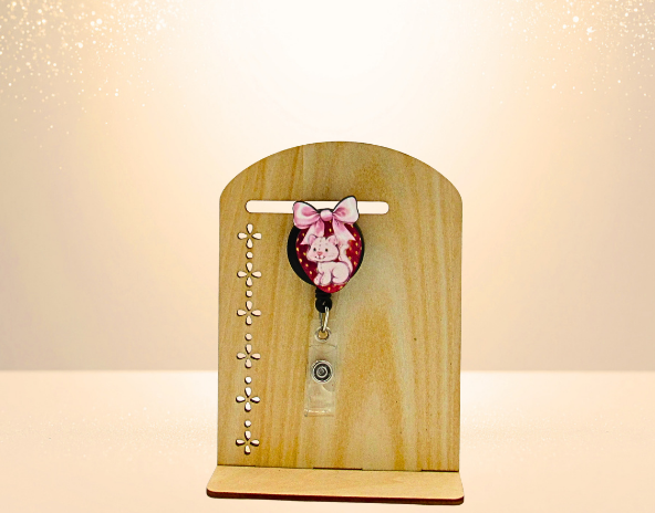 MDF-Strawberry with Bow Shaped Sublimated Badge Reel