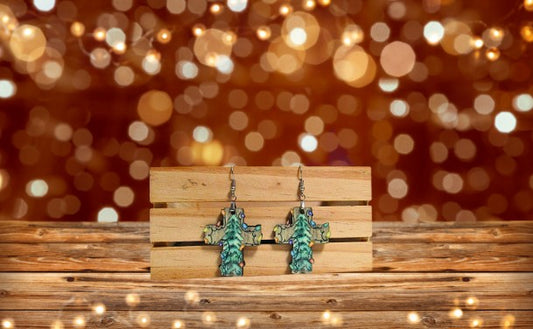 Cross with Lights Shaped Sublimated Earrings