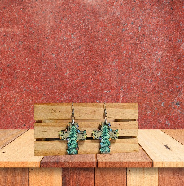 Cross with Lights Shaped Sublimated Earrings