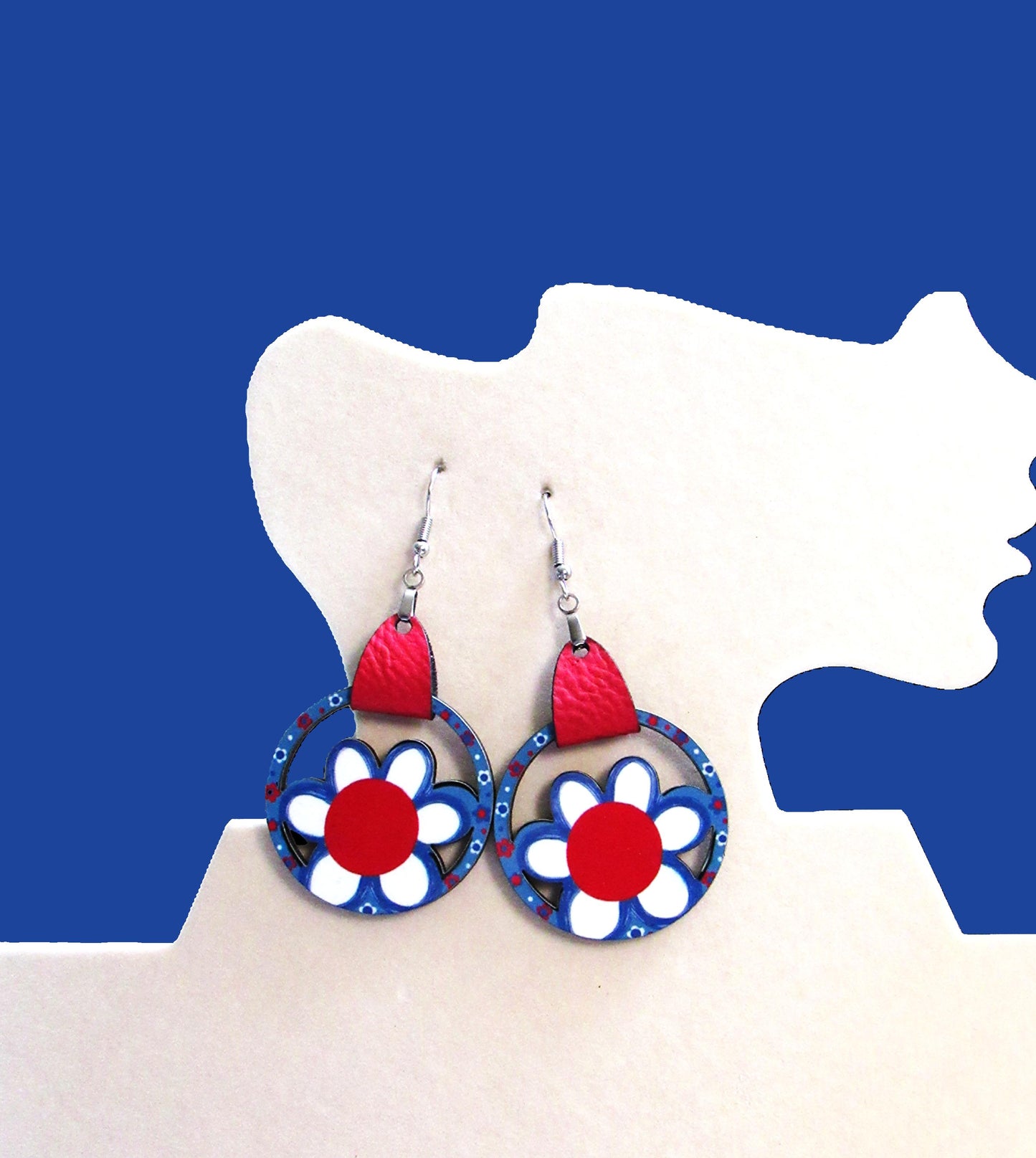 Round Flower Shaped Sublimated Earrings