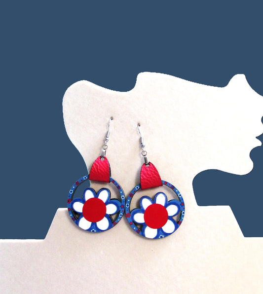 Round Flower Shaped Sublimated Earrings