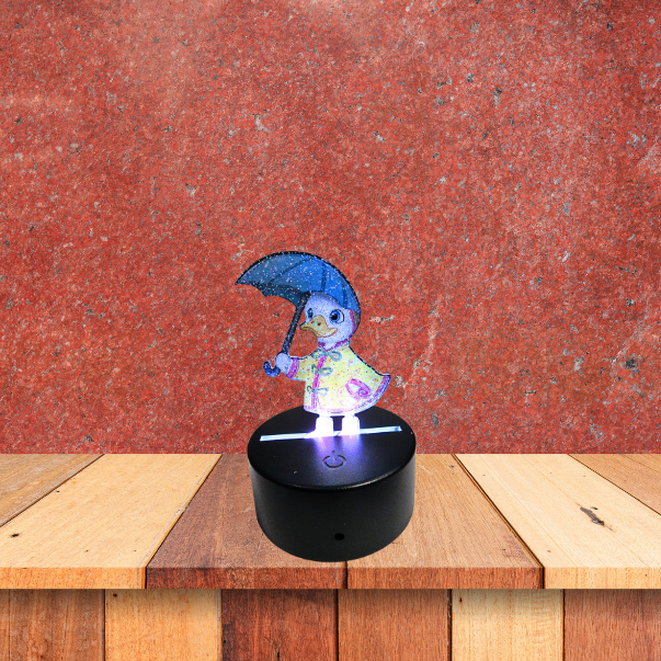 Glitter Acrylic Duck with Umbrella Shaped Sublimated Light