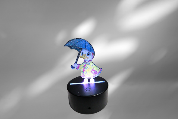 Glitter Acrylic Duck with Umbrella Shaped Sublimated Light