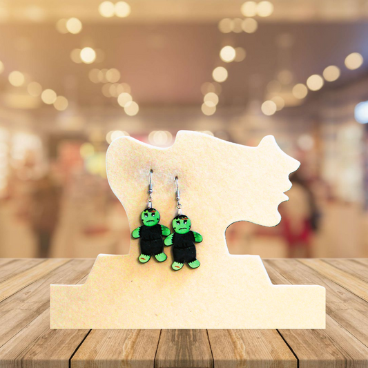 Fluffy Monster Shaped Sublimated Earrings 1.5 inch