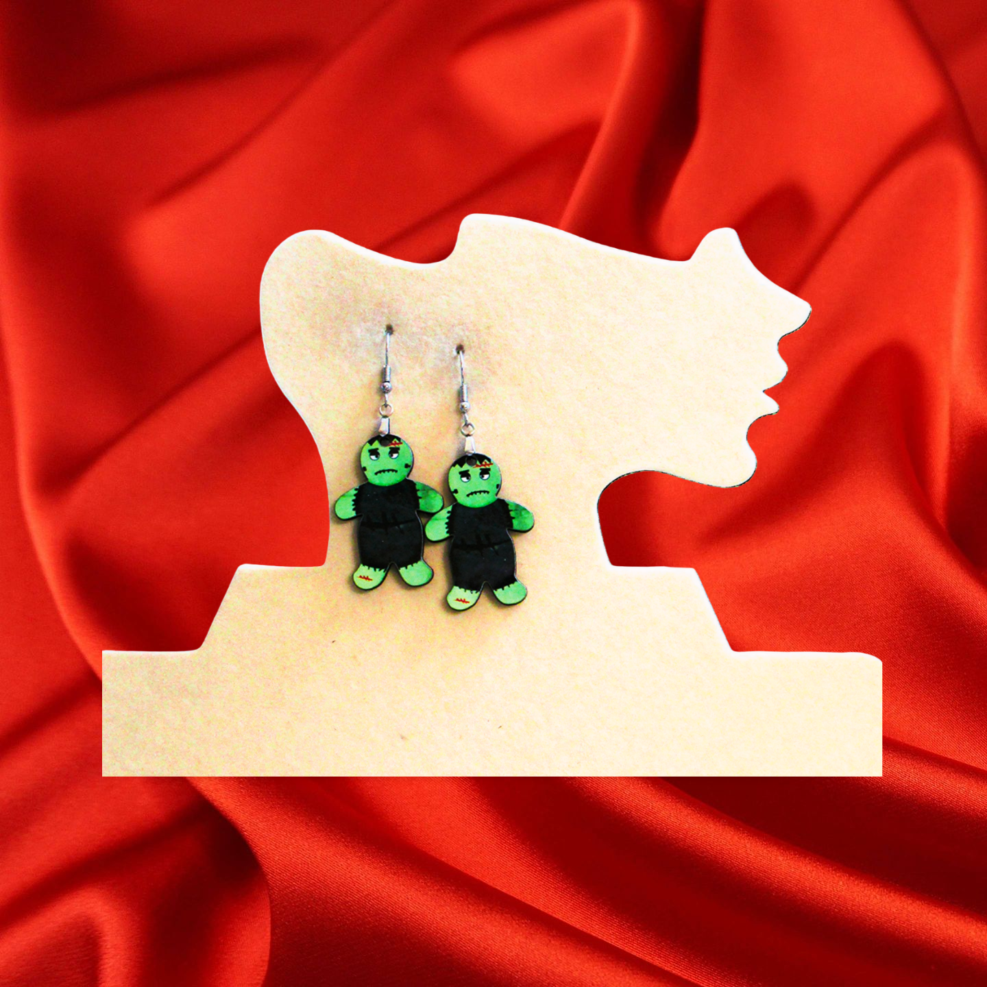 Fluffy Monster Shaped Sublimated Earrings 1.5 inch
