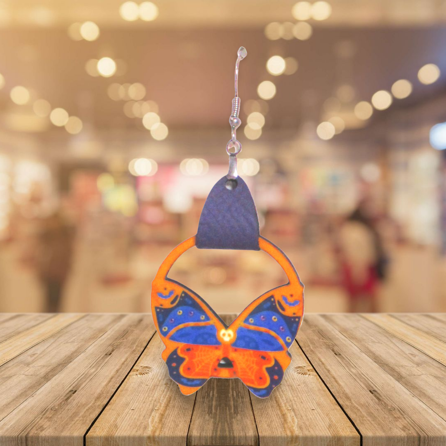 Round Butterfly Shaped Sublimated Earring 1.5 inch