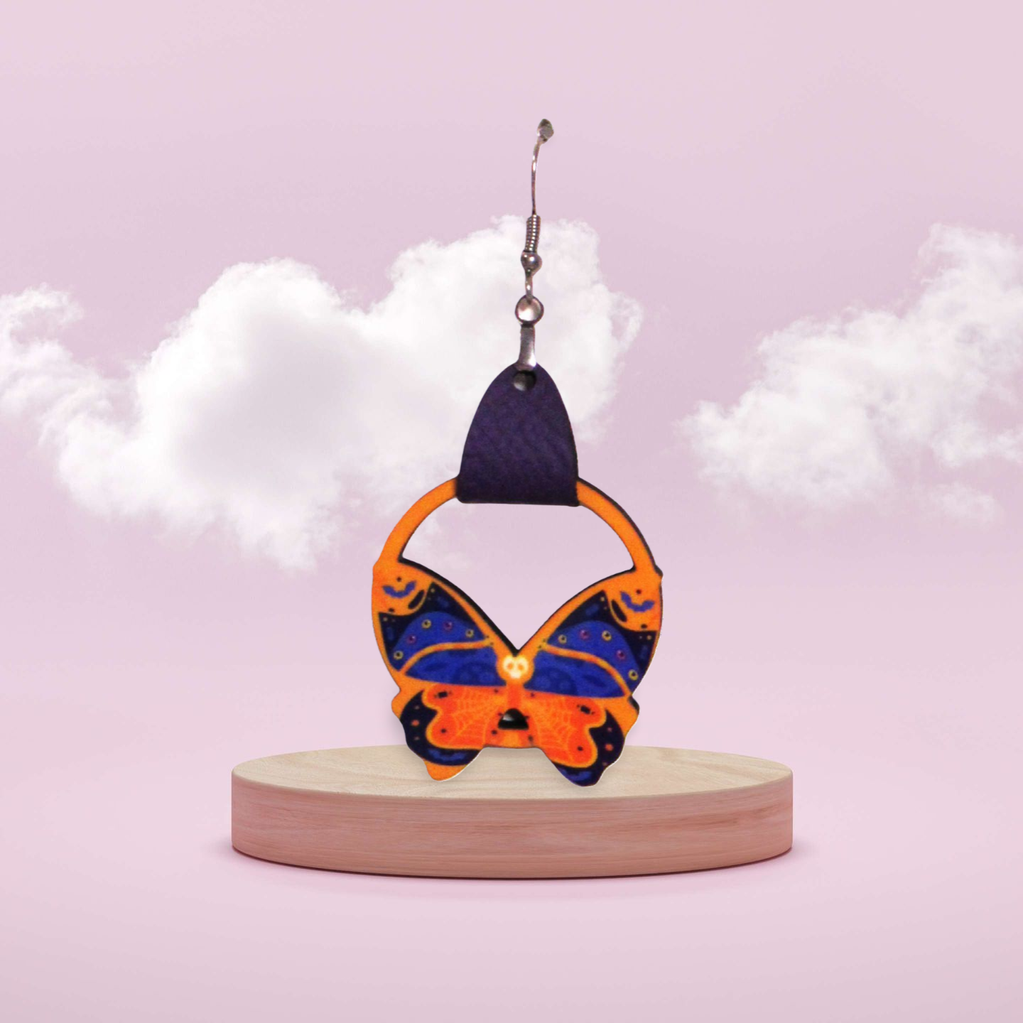 Round Butterfly Shaped Sublimated Earring 1.5 inch