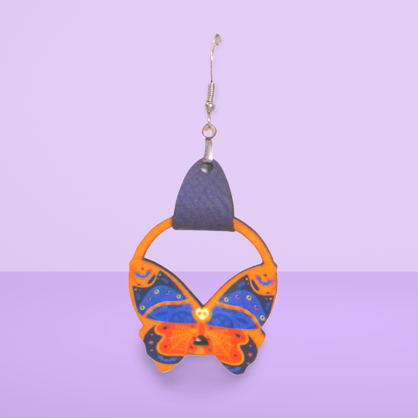 Round Butterfly Shaped Sublimated Earring 1.5 inch