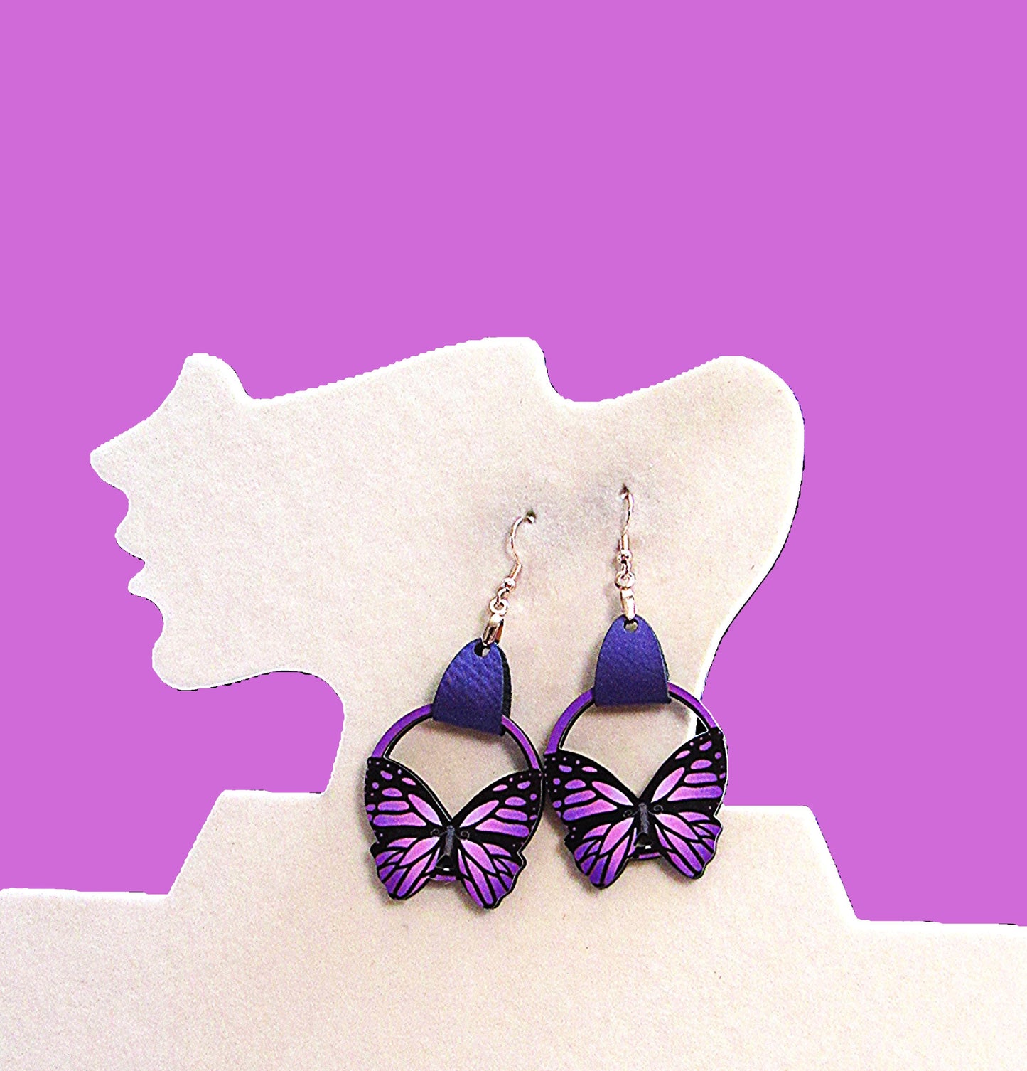 Round Butterfly Shaped Sublimated Earring