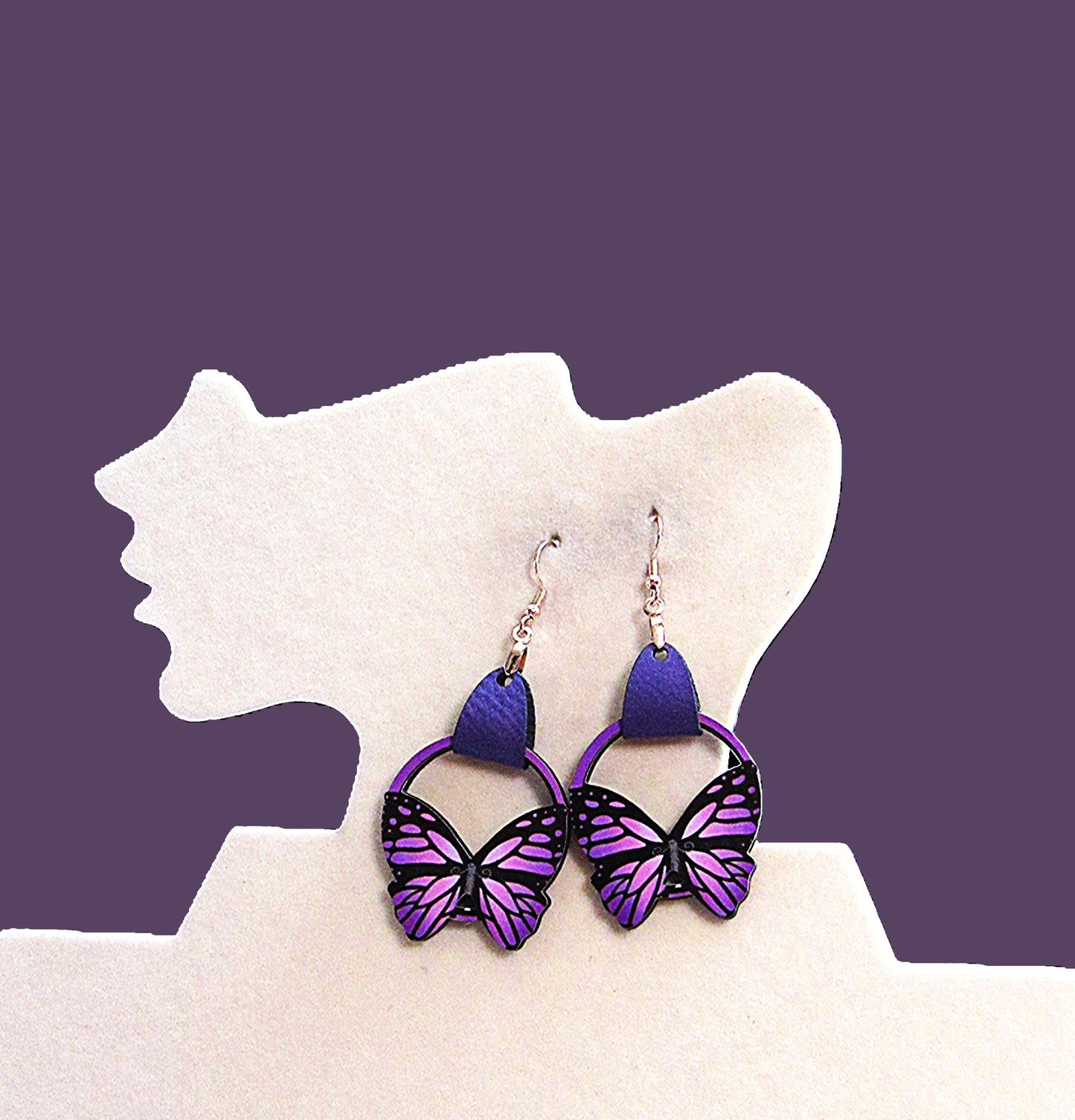 Round Butterfly Shaped Sublimated Earring