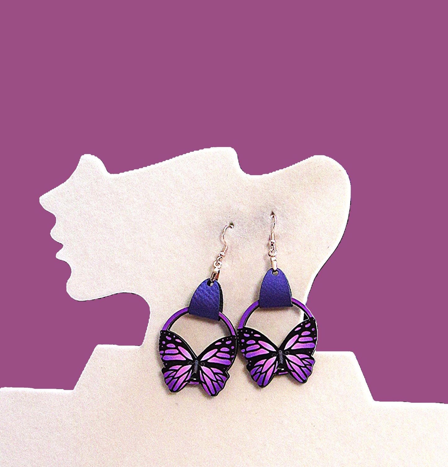 Round Butterfly Shaped Sublimated Earring
