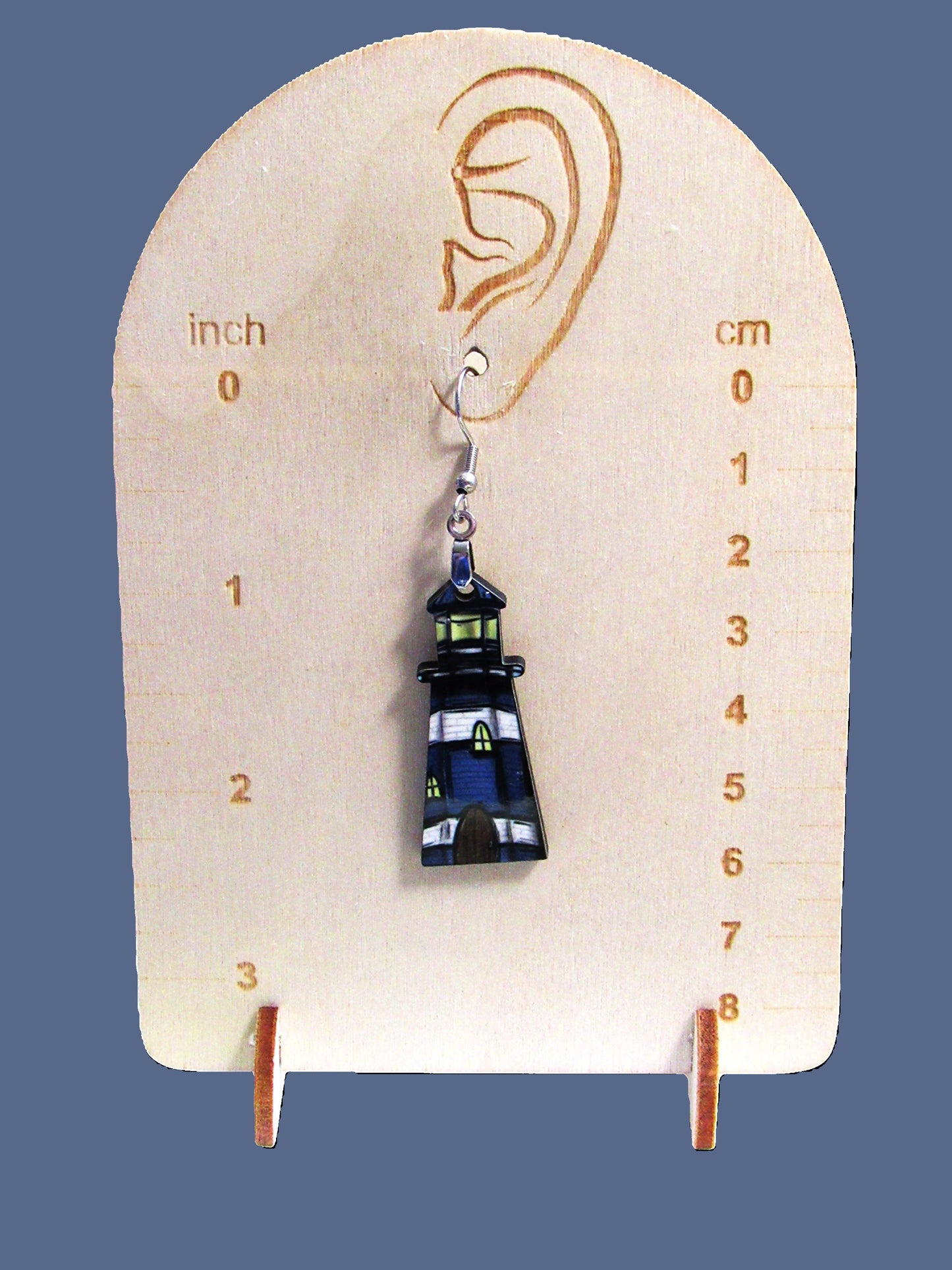 Lighthouse Shaped Sublimated Earrings MDF 1.5 Inch.